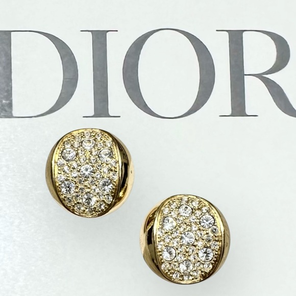 Dior Jewelry - DIOR Vintage Signed Gold-tone Crystal Clip-on Earrings